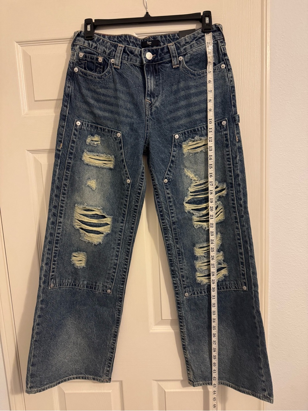True Religion Women's Carpenter Bobbi Baggy Jean, Color: Globe Trek W/ Destroy.